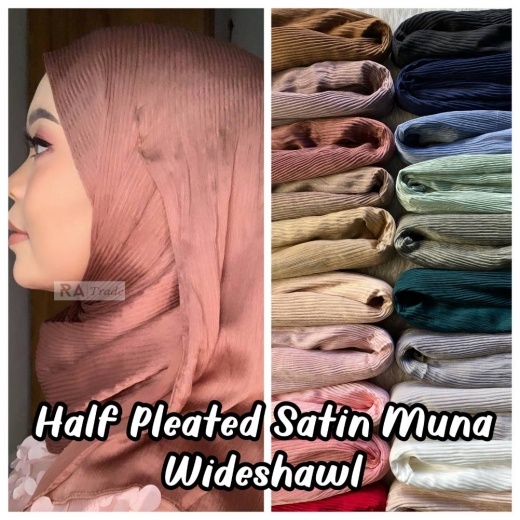 Half Pleated Muna Satin Wideshawl